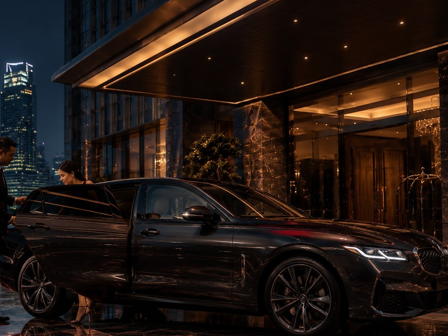 Chauffeur-assisted arrival at a premium Dublin hotel